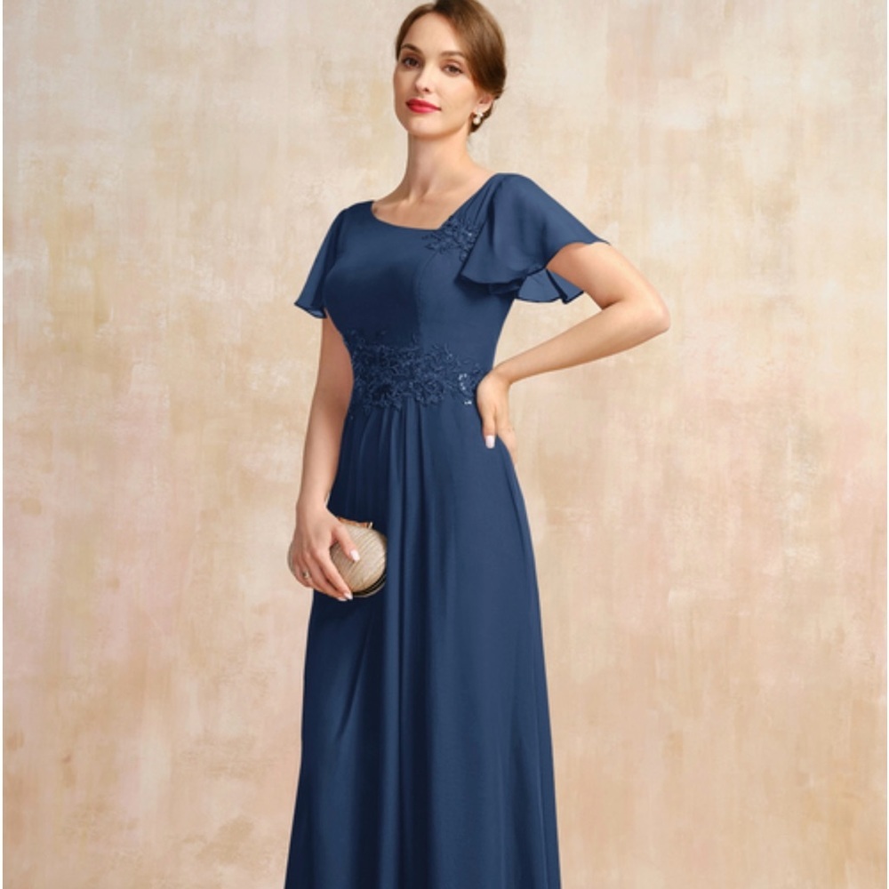 JJs House Navy Flutter Sleeve Maxi Dress